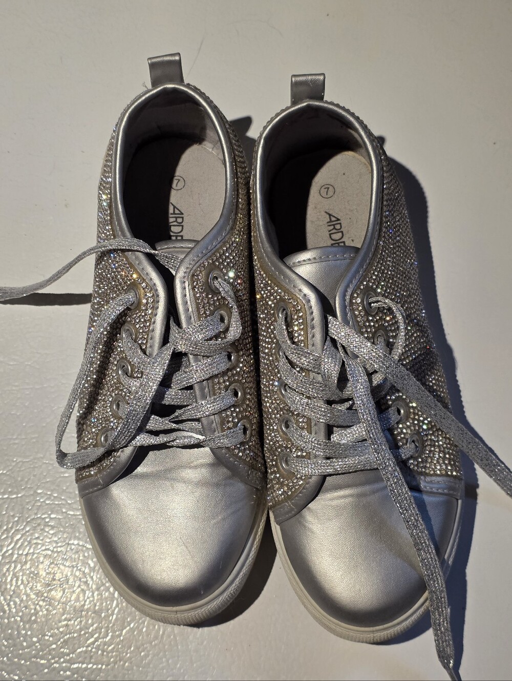 Ardene Silver Rhinestone Sparkle Sneakers - Size 7